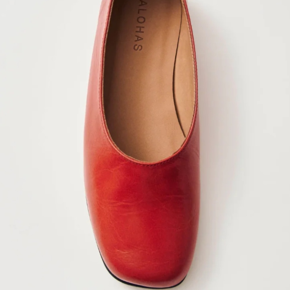 New Alohas Edie Red Leather Ballet Flats EUR 42 US 11